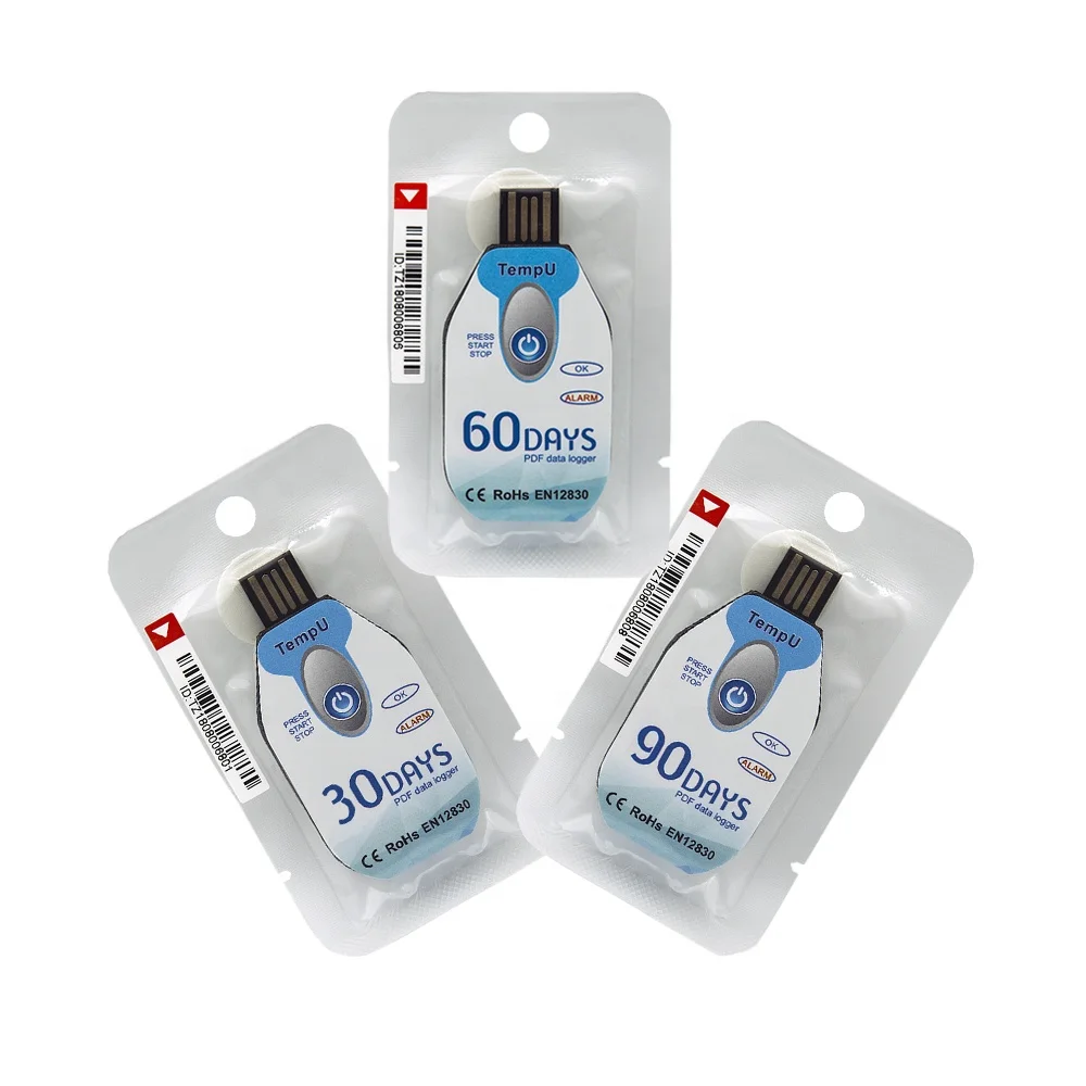 LED Alarm Single Use Cold Chain Temperature Data Logger TempU02
