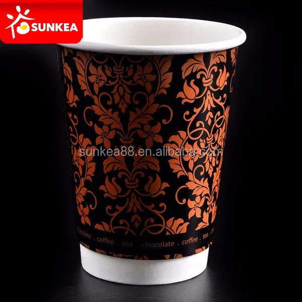 Disposable Paper Coffee Carton Cup Craft Paper Double Wall Food & Beverage Packaging for Coffee in Cardboard Embossing Accept