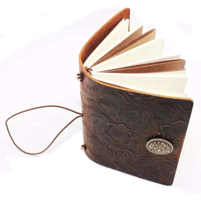 classical vintage soft genuine leather A6 diary refillable travel leather journal notebook