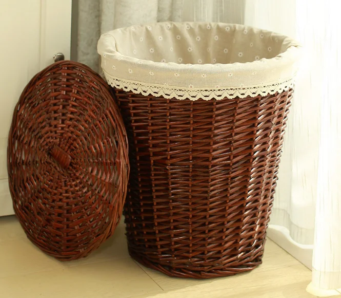 wholesale factory price handmade rustic rattan wicker laundry basket with lids