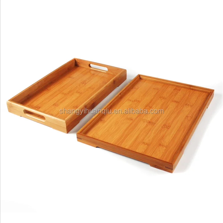 Caoxian Hot sale Unifished Pine wooden tray with carved handle