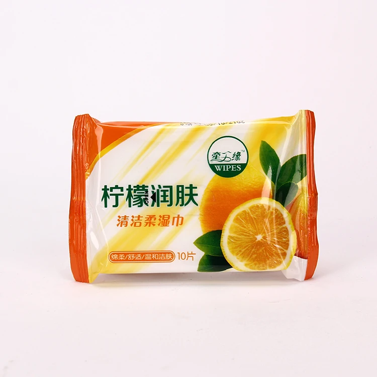 Wholesale spunlaced non-woven lemon cotton wet wipes for restaurant