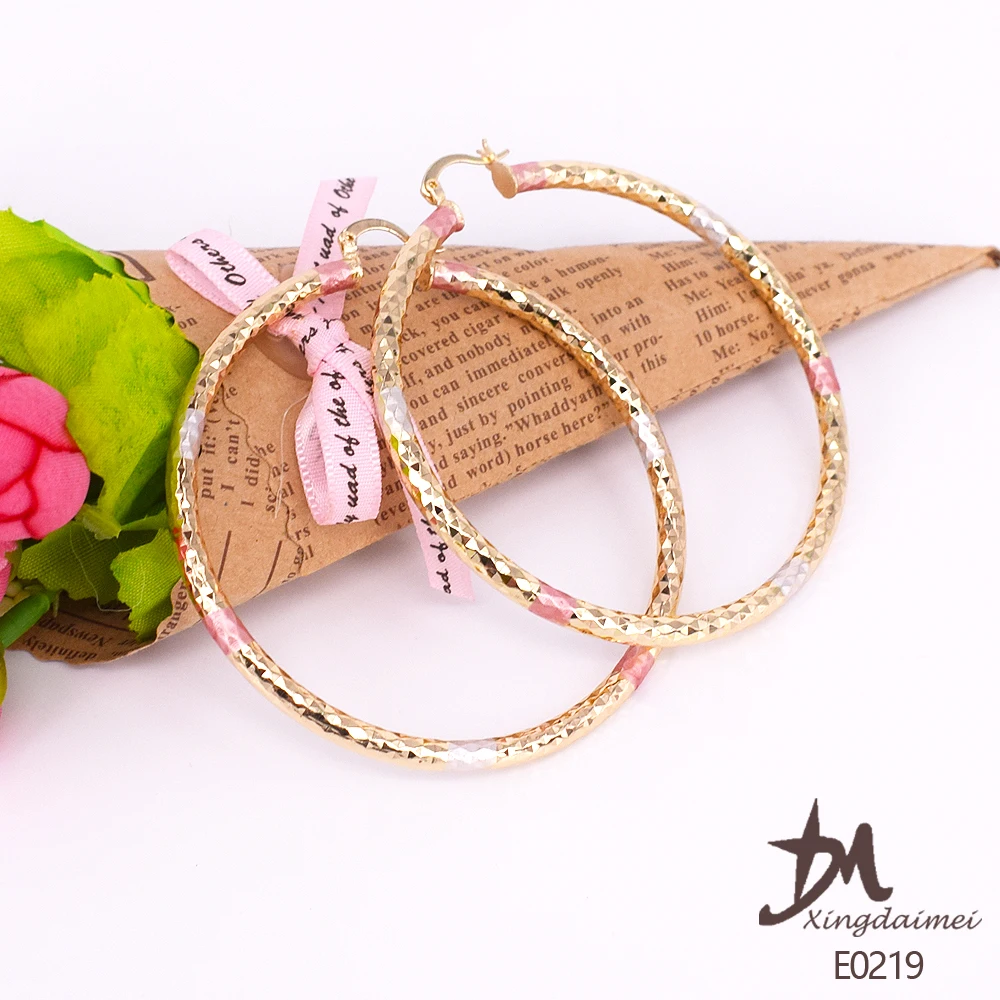 
E0219 Wholesale Three colors 70mm Diameter big gold Hoop Earrings 