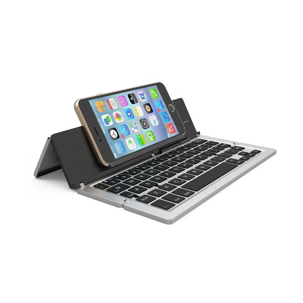 
High quality and high sales of folding aluminum wireless keyboard for tablet and smartphone 