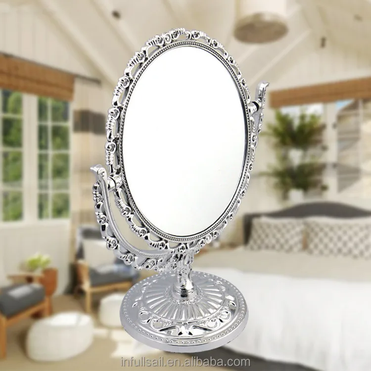 
double sides heart-shaped magniying cosmetic mirror high quality free standing desktop mirror 