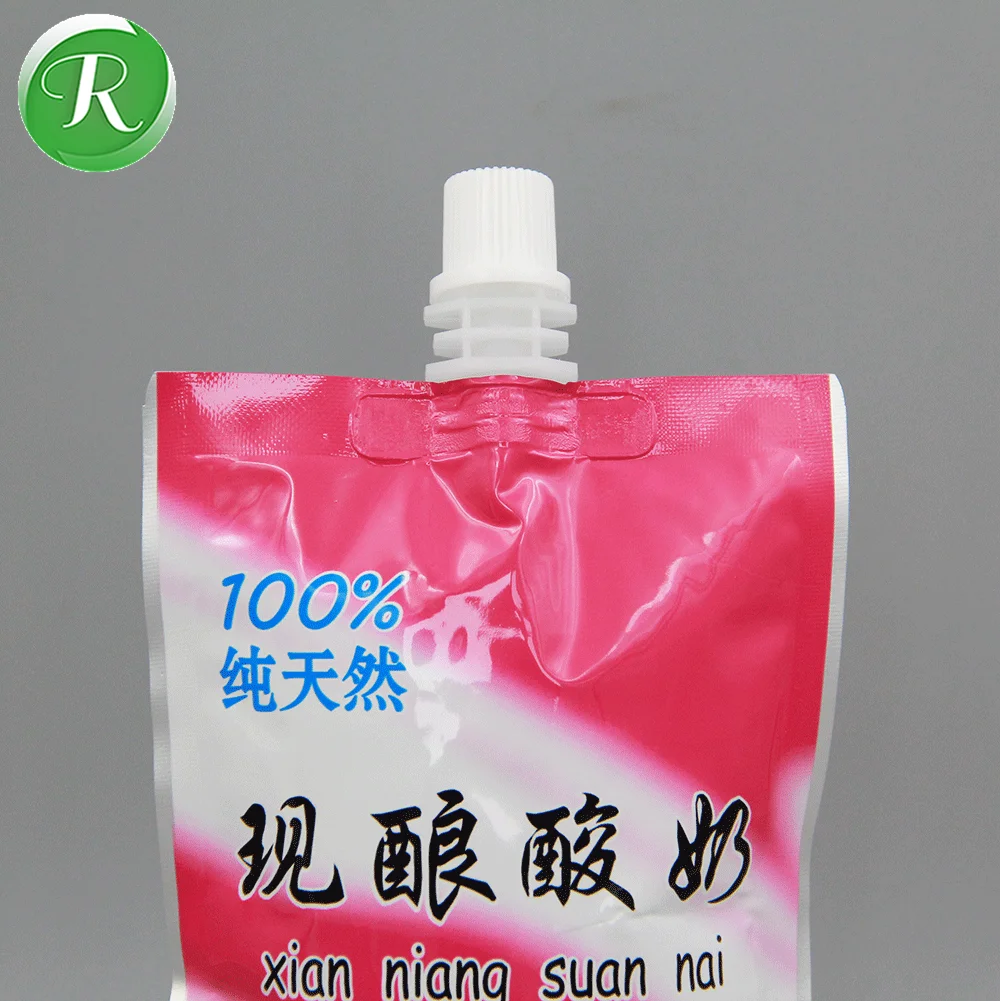 Customized Biodegradable Beverage Juice Packaging Stand Up Spout Disposable Drinking Bag Pouch