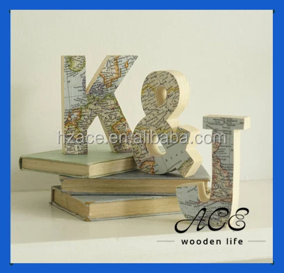Personalized Wooden World Map Vintage Look Wooden Letters Word
