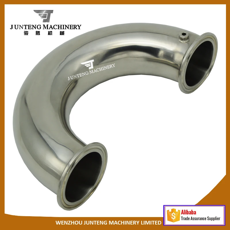 180 Degree Sanitary Stainless Steel Tri Clamp Elbow/ Bend with Thermowell