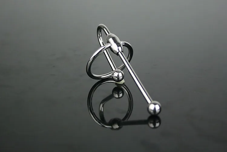 Medical Stainless Steel Penis Plug Toys Head Ring With Double Ball Prince Albert Wand