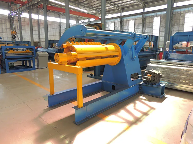 Roof and Wall  Cantilever Steel Coil Hydraulic Recoiler Automatic Stacker Machine