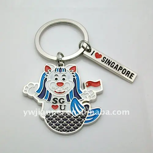 Metal Singapore Lion shape keychain