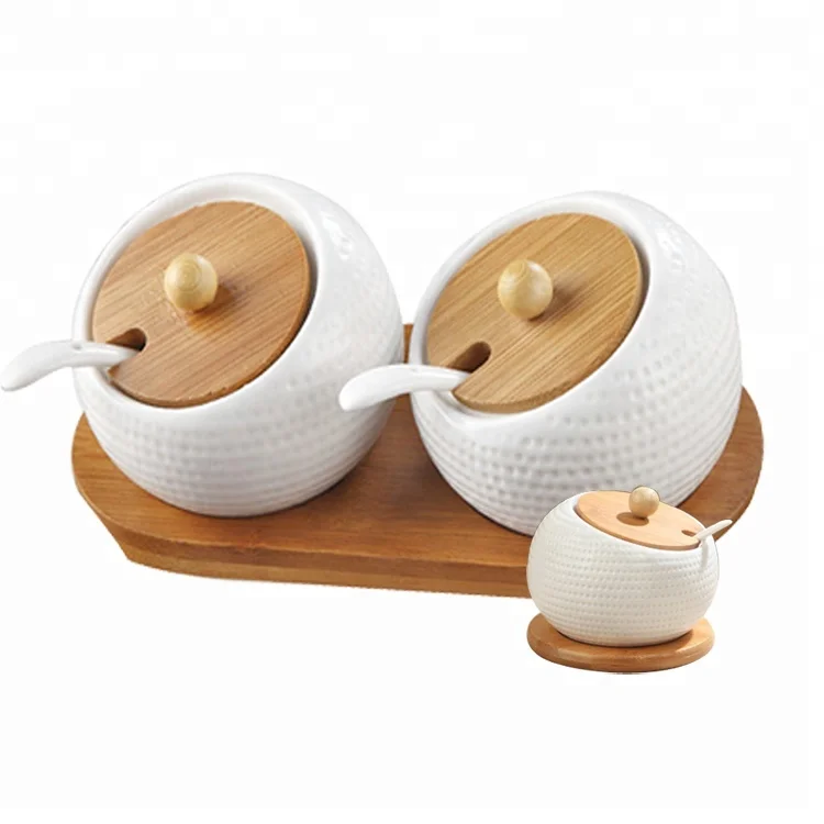 Customized unique white ceramic spice rack set