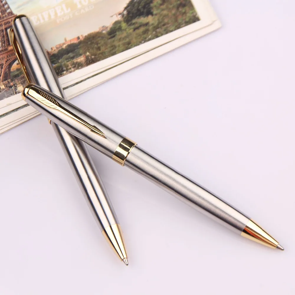Business promotional silver  color metal  ballpoint pen metal gift pen with clip