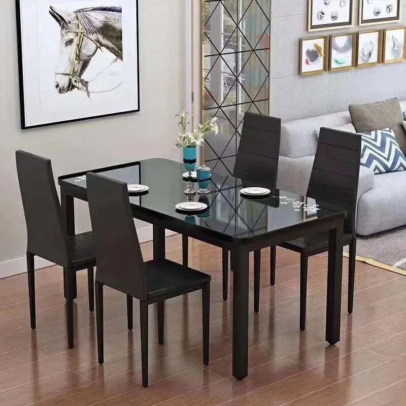 
Modern Furniture Glass Kitchen Dining Dinette Top Dining Set 6 Person 