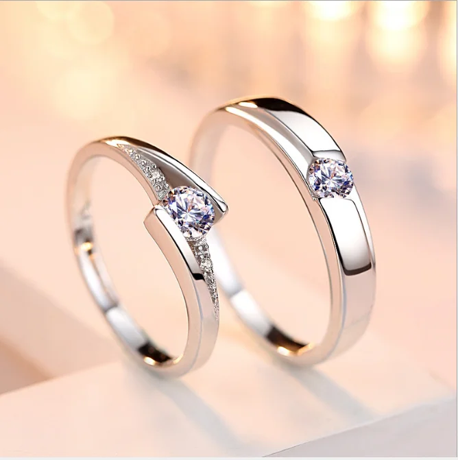 YL001 925 Silver Men and Women Marriage Rings Lettering Rings