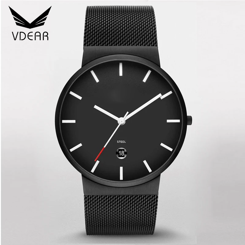 Golden black men european watches custom design stainless steel mens brand watch