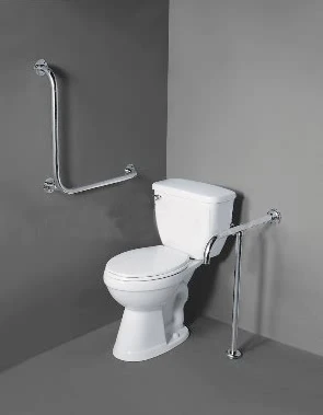 bathroom handicap L shape plastic toilet disabled handrails