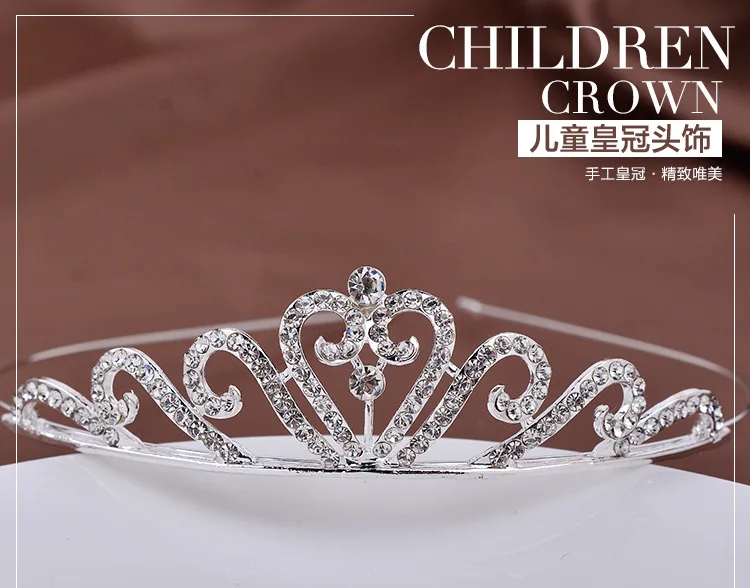 Child Rhinestone Alloy Hair Accessories Girl Princess Crown tiara Hair Band Headband