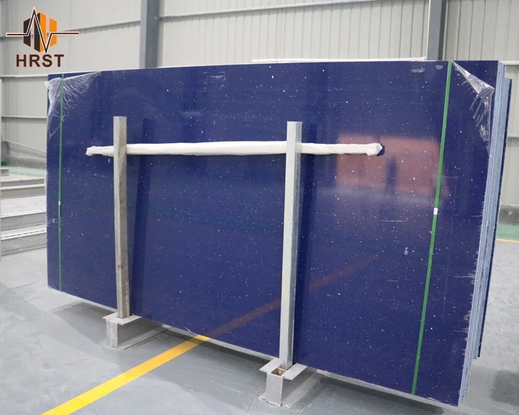 Artificial Quartz Surface Manufacturers Blue Sparkle Mirror Fleck Quartz Stone Countertops