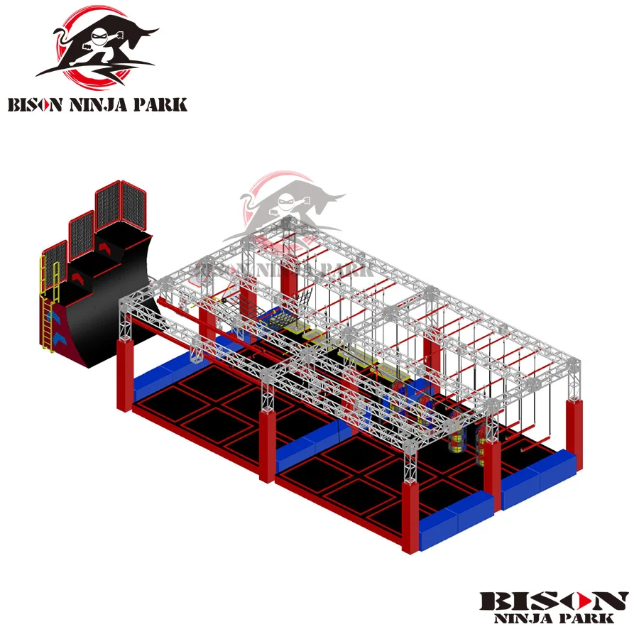 Outdoor kids ninja warrior inflatable park