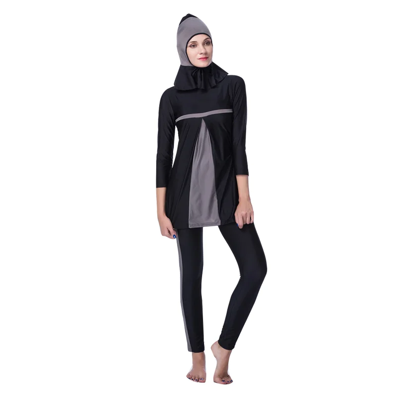 Top Quality Arabic Bathing Suit With Bra 2017 Latest Design Wholesale Chinlon Islamic Women Swimwear