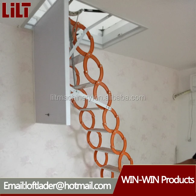 Exported to Dubai manual loft ladder without frame collapsible step ladder