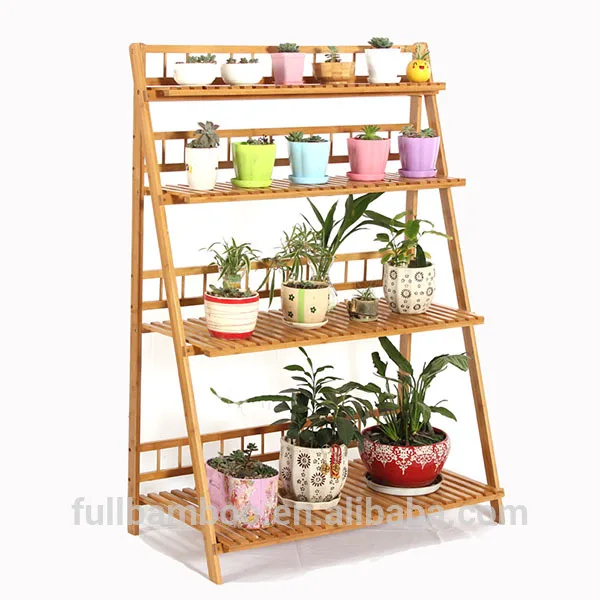Multi-storey ladder bamboo stand plant stand bamboo flower storage rack shelf