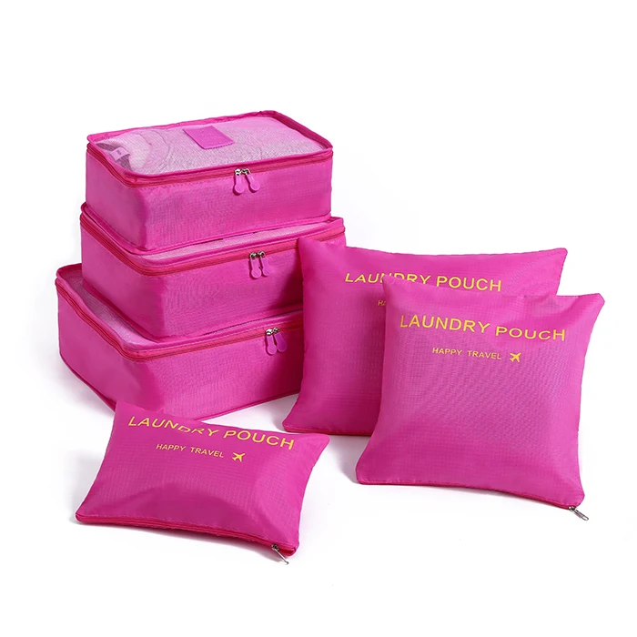 Wholesale Portable 6pcs Packing Clothes Underwear Cubes Shoes Travel Luggage Organizer Bag Set Travel Storage Bag