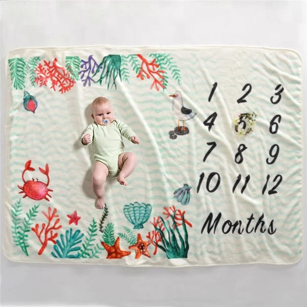 
Soft Colar Flannel Fleece Baby Monthly Milestone Blanket For Photograph Wholesale Cheap Cartoon Kids Cute Baby Month Blanket 