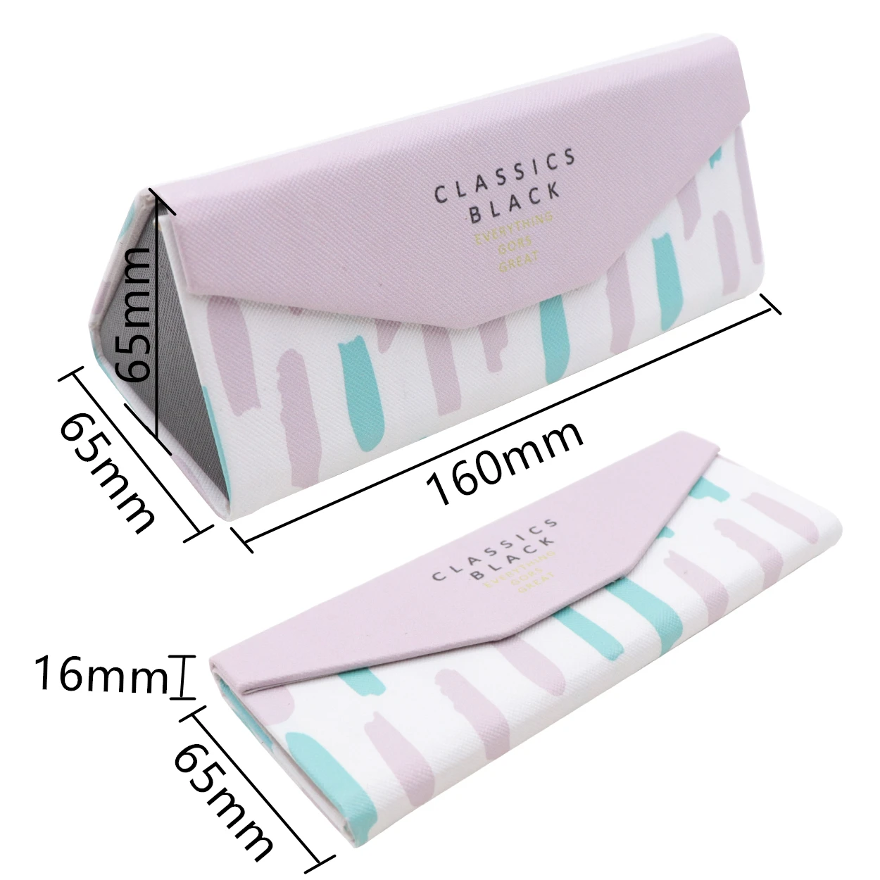 Fashion lightweight plastic Cute style folding hand-made glasses case with custom logo