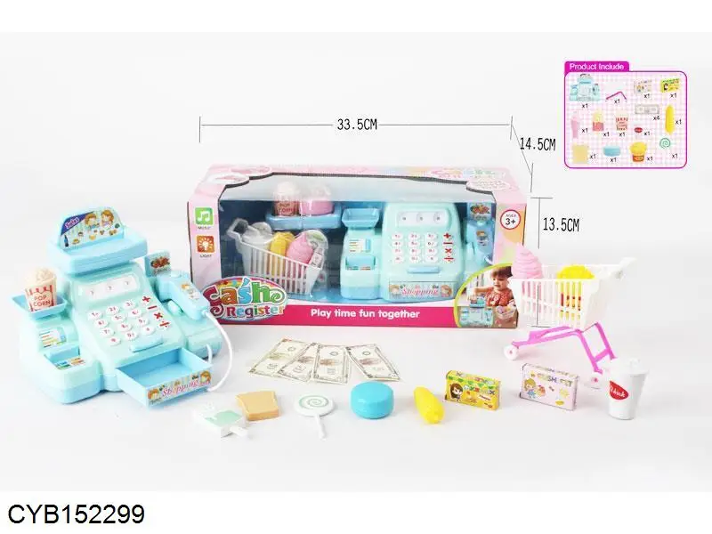 Kids educational toy supermarket  learning resources pretend Play teaching a cash register  with  light  music toy