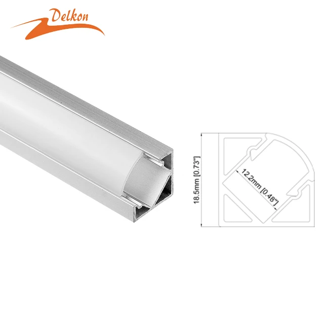 19*19mm 45 Degree Corner Aluminum LED Profile Systems with Mounting Accessories