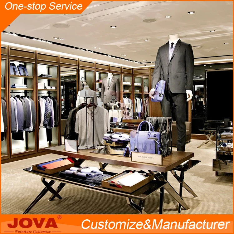 Customized wooden clothes shop counter table design for clothes shop decoration