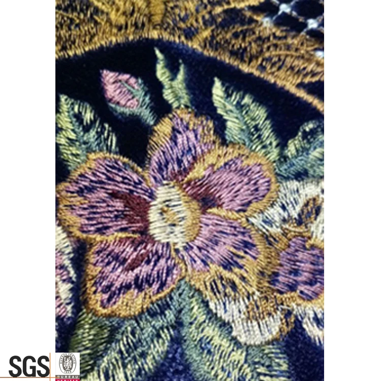 Роскошная бархатная ткань с вышивкой