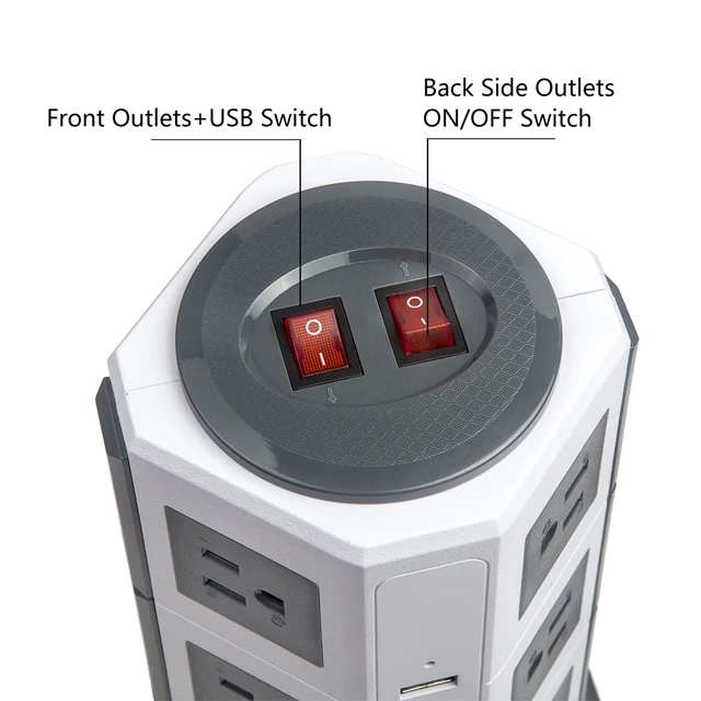 Travel Universal Power Strip 12 Outlet Surge Protector Smart with 5 USB Power Socket