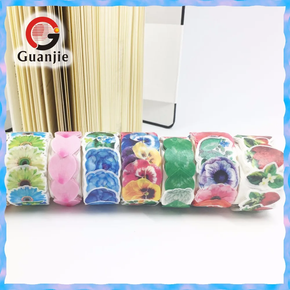 Custom printed petals die cut washi paper tape stickers roll,2017 hot selling!