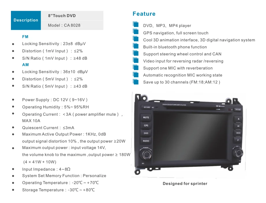 
Cheap Touch Screen Car Radio Music MP4 Player for Sprinter 