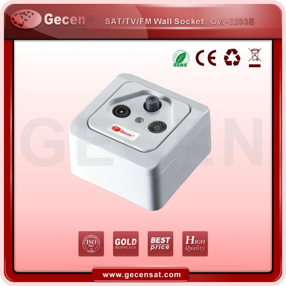 Gecen SATV TV Radio FM Wall socket Outlet Model GW-2203E end type
