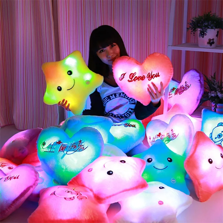 
Birthday Present Plush Toys LED Light Luminescence Colorful New Year Music Pillow 
