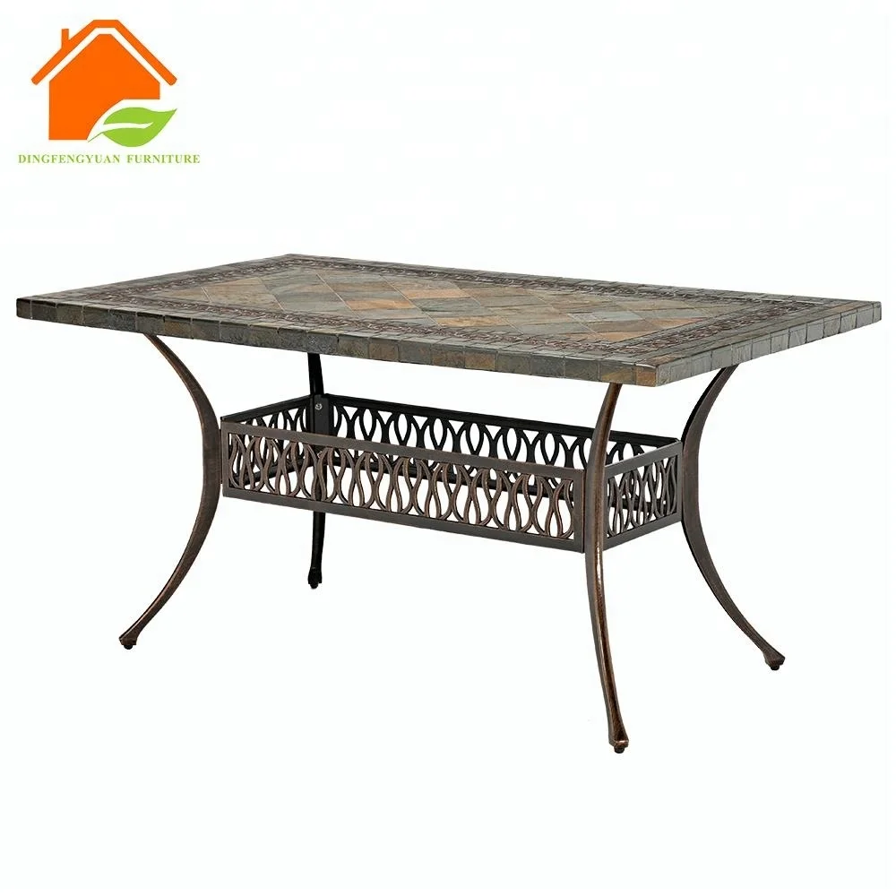 Ceramic Tile Top 3 Layer Outdoor Powder Coating Cast Aluminium Table