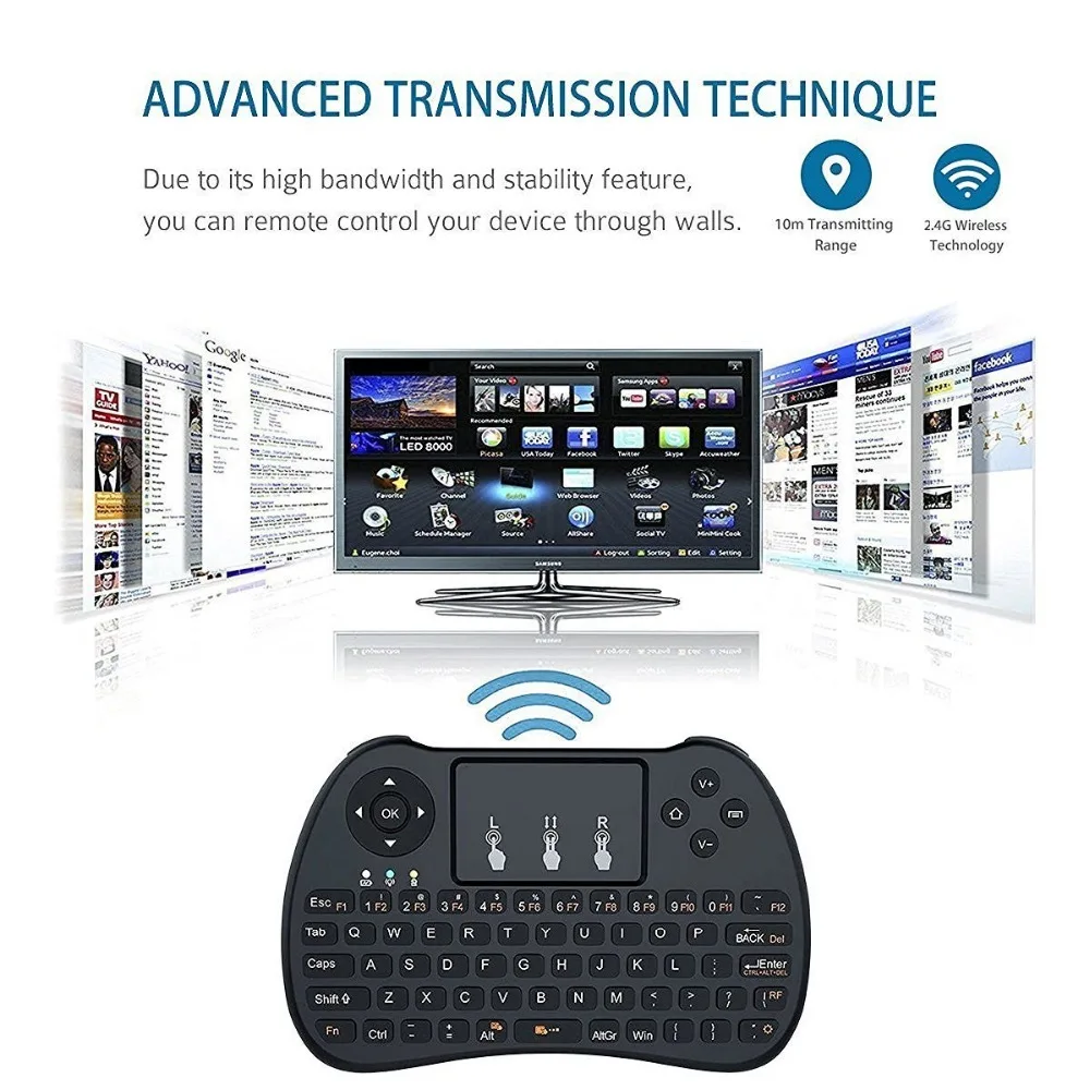 mini keyboard H9 Backlit Backlight 2.4G Wireless Remote QWERTY Keyboard Touchpad for PC Android TV BOX amazon fire tv stick