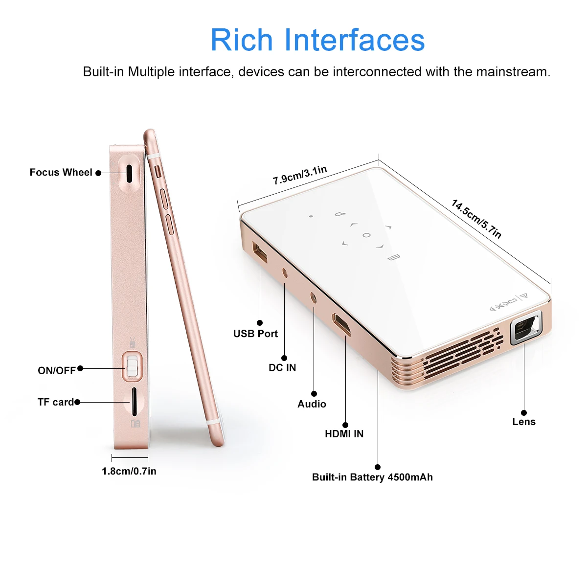Мини-проектор P8 DLP, 1080P Airplay, зеркальный видеопроектор Pico с поддержкой устройств IOS и Android, USB, TF, SD-карты, Подключение к ПК