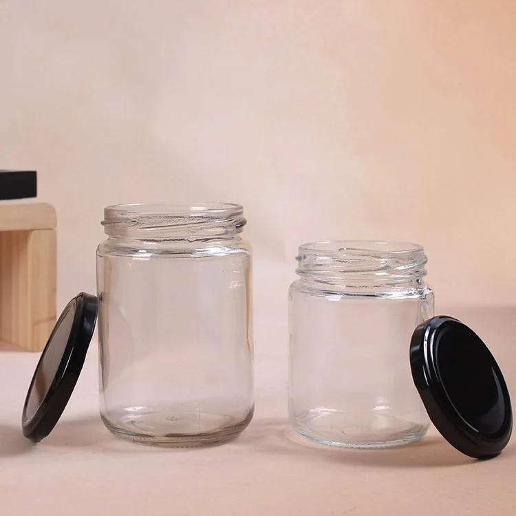100ML 150Ml  195ML 240ML 350ML  500ML Round Glass Bottle Honey Glass Jar With Tin Plate Lid Food Jam Bottles