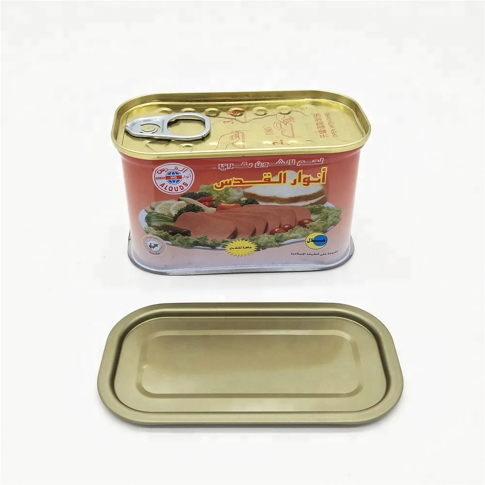 200g rectangular metal tin cans for luncheon meat food packaging
