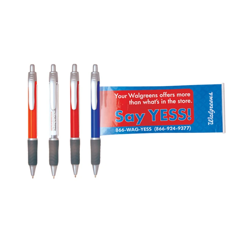 New design advertising cheap pull out banner ballpoint pen plastic ball pen with banner
