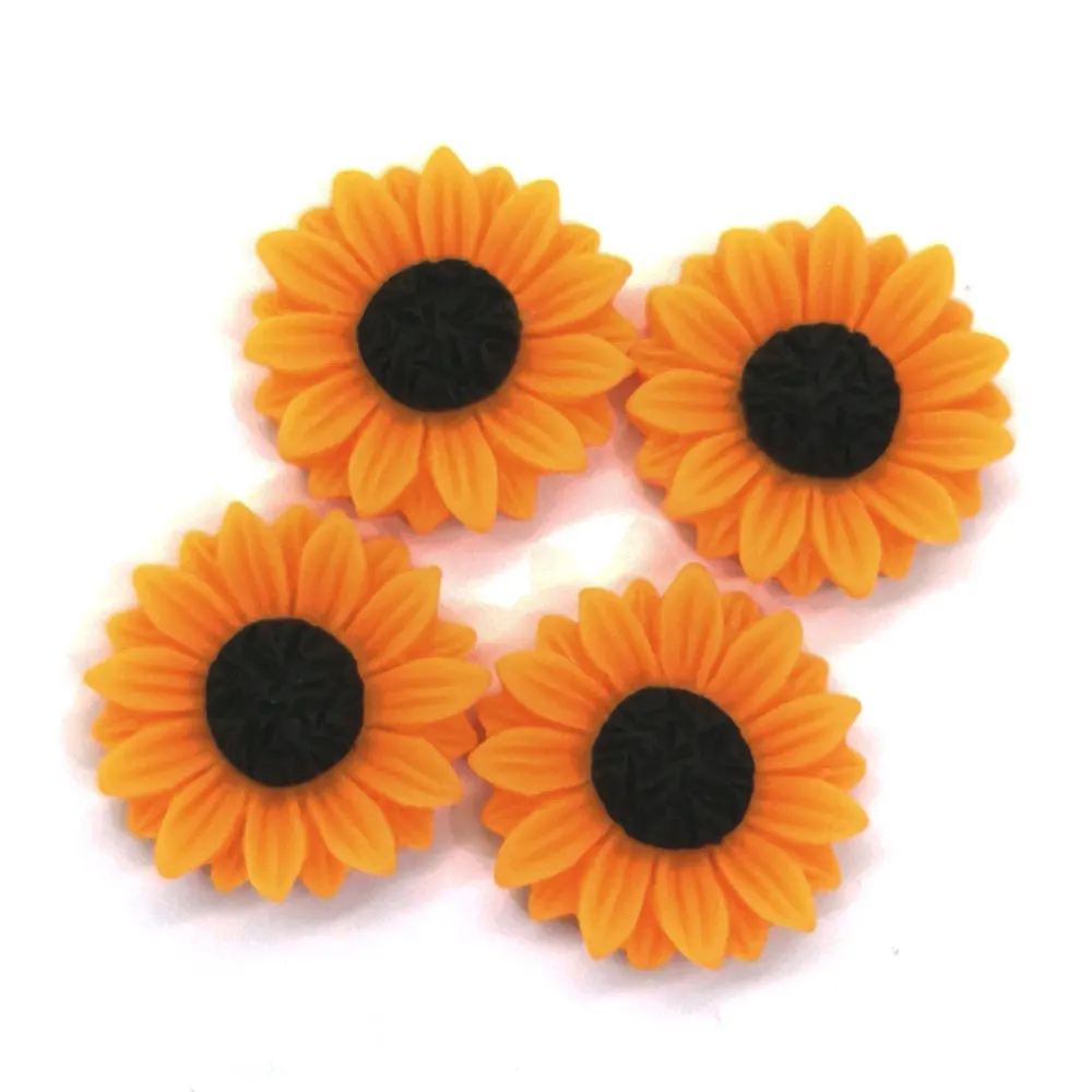 24MM Acrylic Resin Sunflower Cabochons Flatback Brown Floral Tiny Kawaii DIY Embellishments Loose Beads for DIY Projects