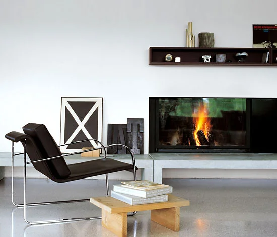 Leather and stainless steel chaise lounge Chair