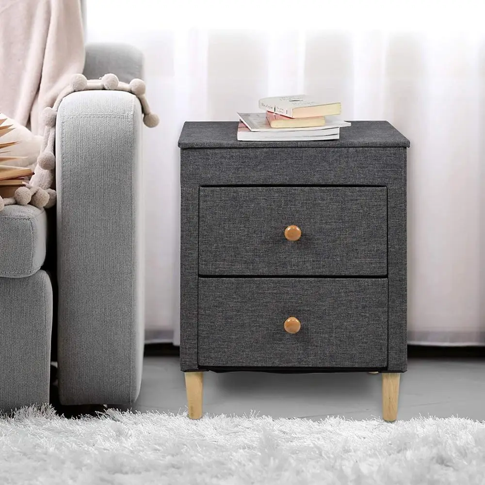 Simple 2-Drawer-Dresser,Premium Linen Fabric Nightstand,Bedside Table ,For Bedroom and bathroom
