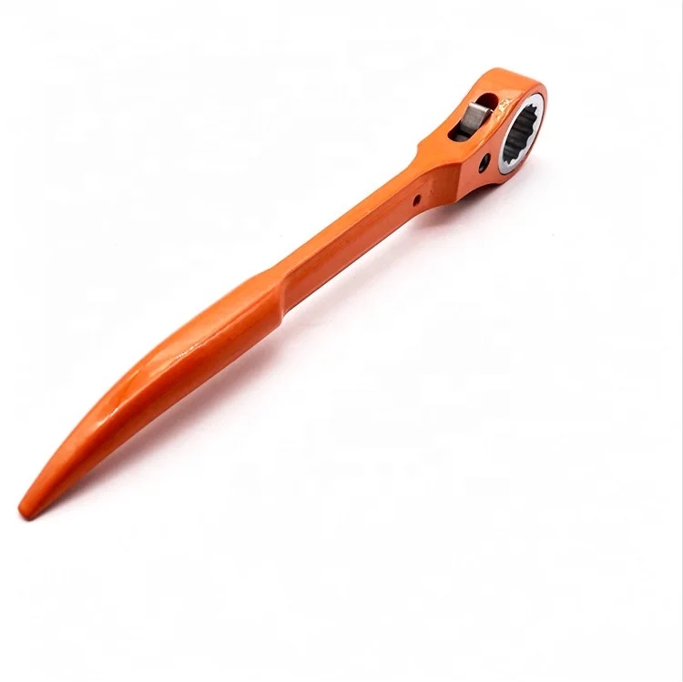19/21MM bended handle ratchet spanner flush type steel construction podger bar scaffold speed ratchet wrench