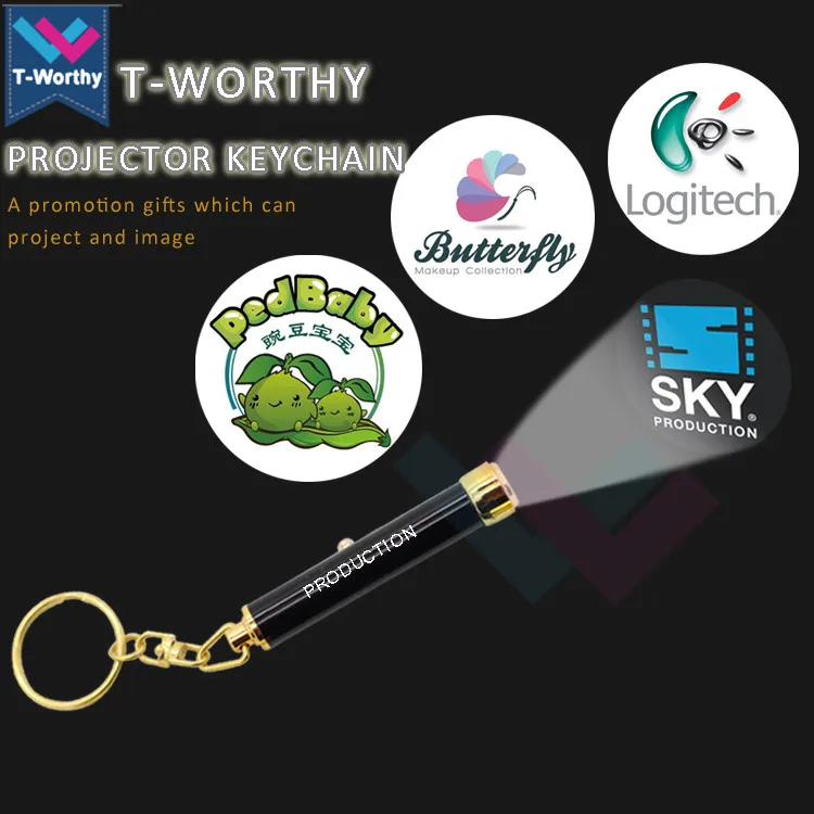 Promotional Logo Projector Torch, Mini Led Flashlight Key chain, LED Keychain Flashlight